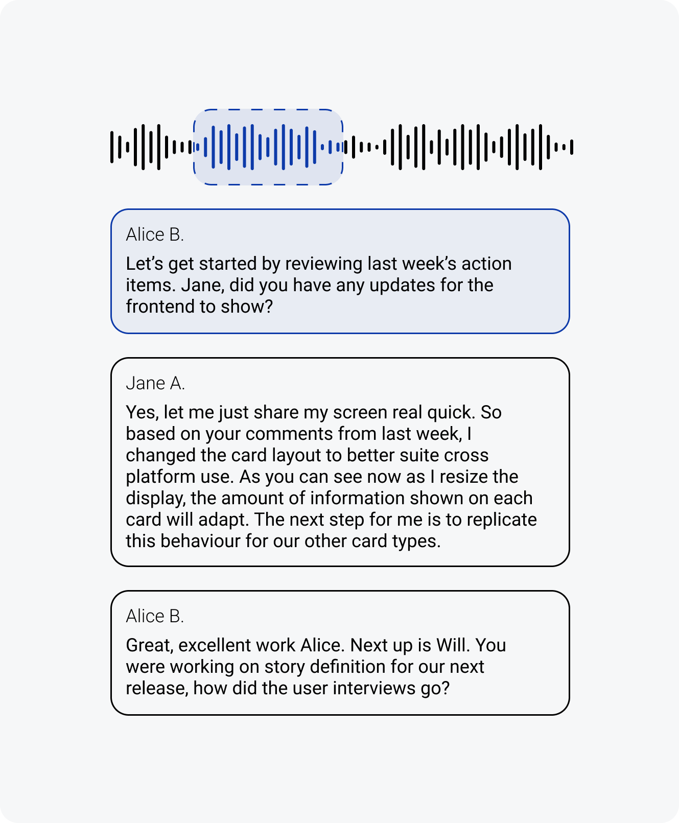 Some meeting transcription software solutions will split incoming speech by the speakers that it detects automatically!