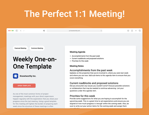 How to Run a Productive One-on-One Weekly Check-In Meeting (Free Templates)