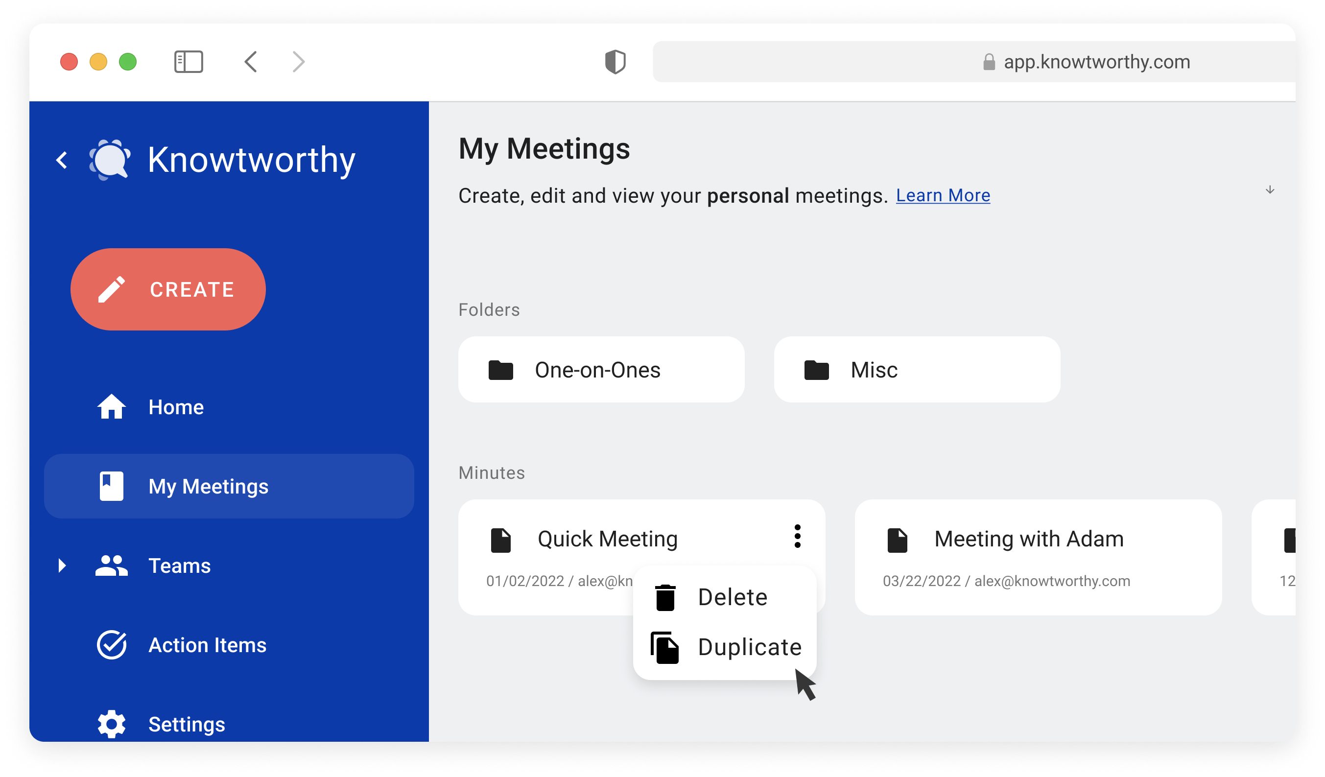 How to use the “My Meetings” Page