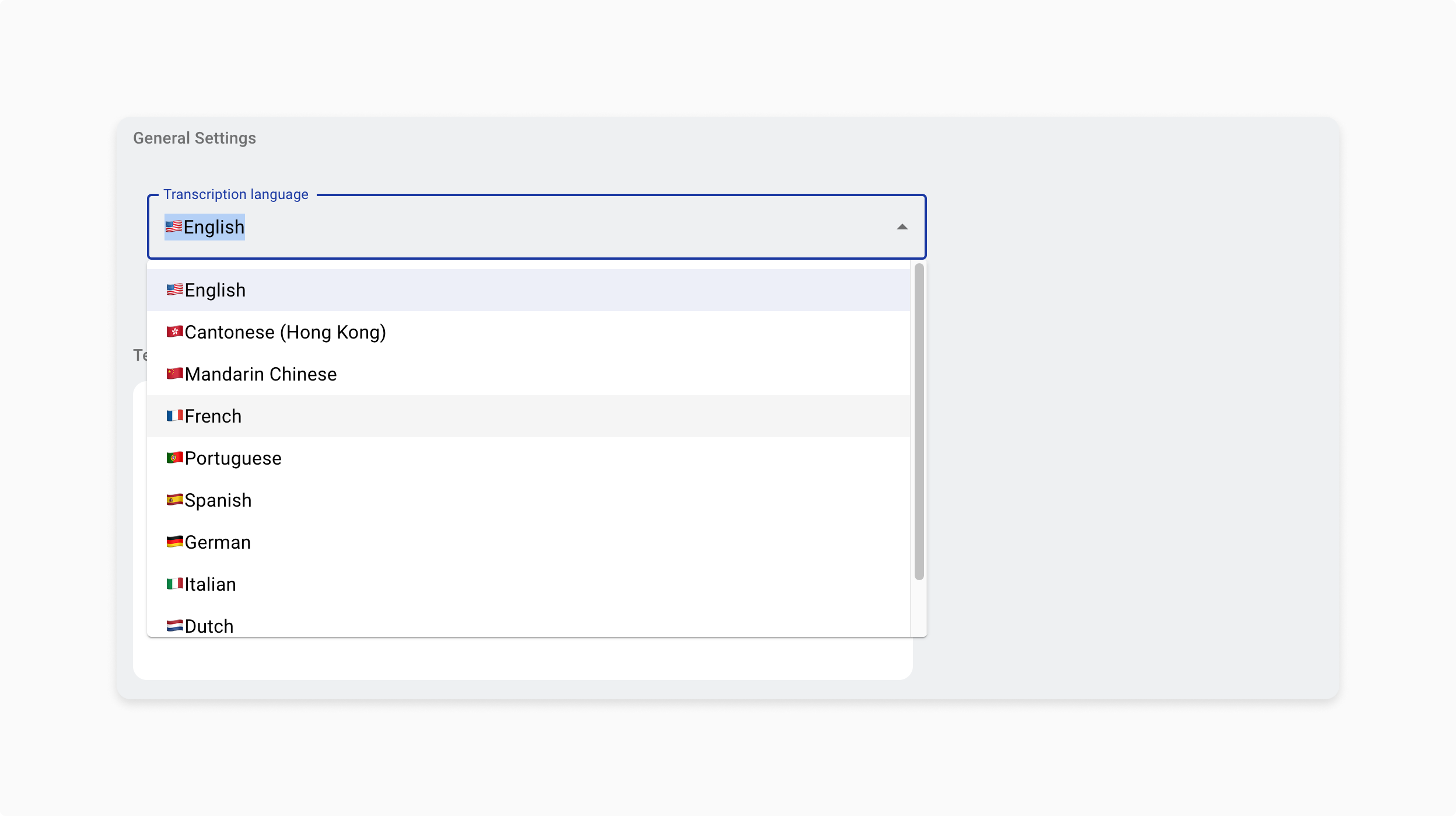 How to set your transcription language.