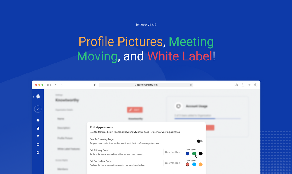 Profile Pictures, Meeting Moving, and White Label Features!