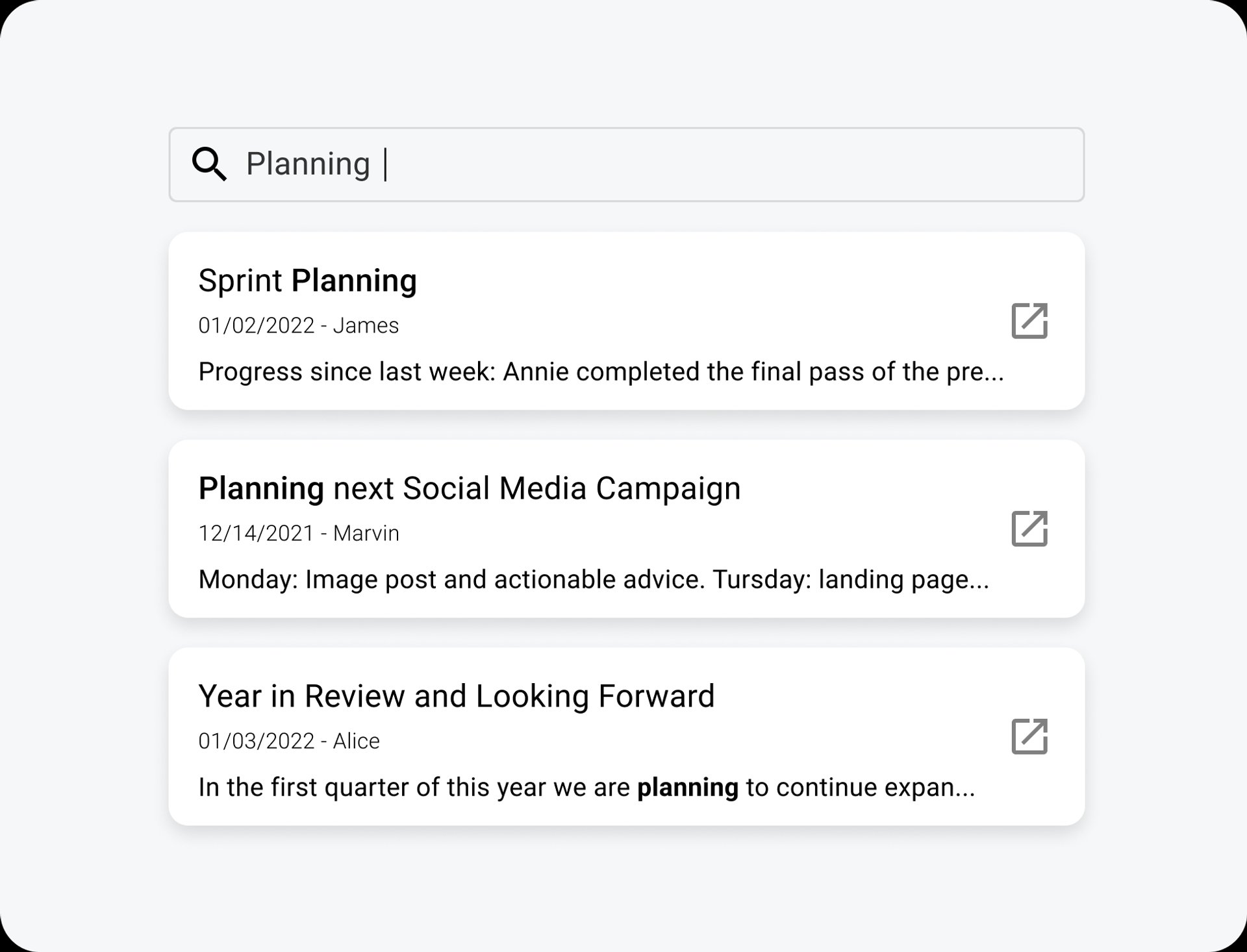 Search-enabled minutes make finding past meetings a breeze.