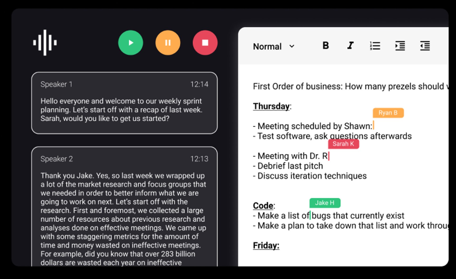 Knowtworthy transcription features.
