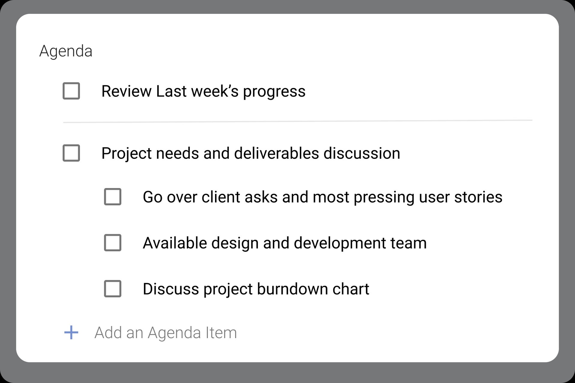 Knowtworthy agenda interface.
