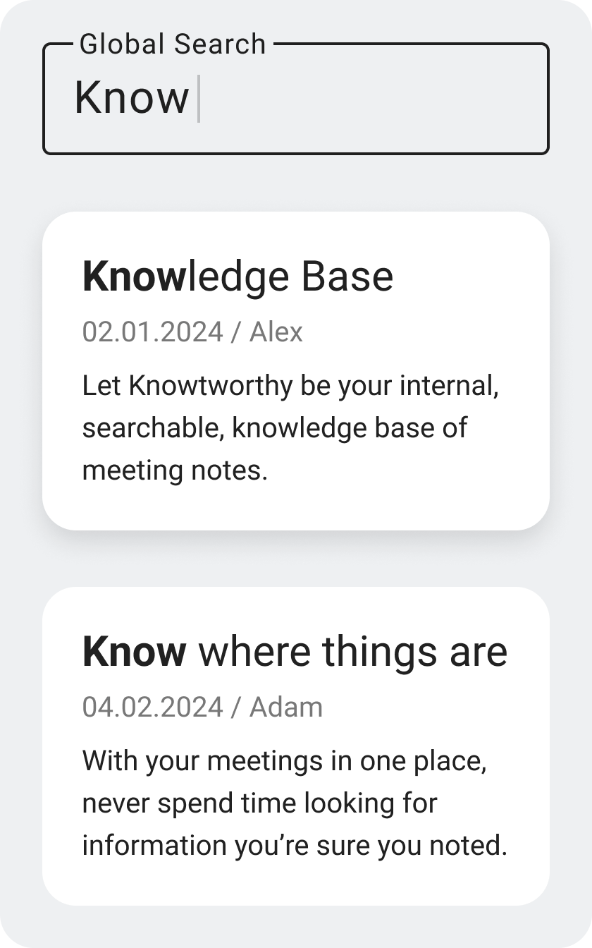 Knowtworthy meeting search