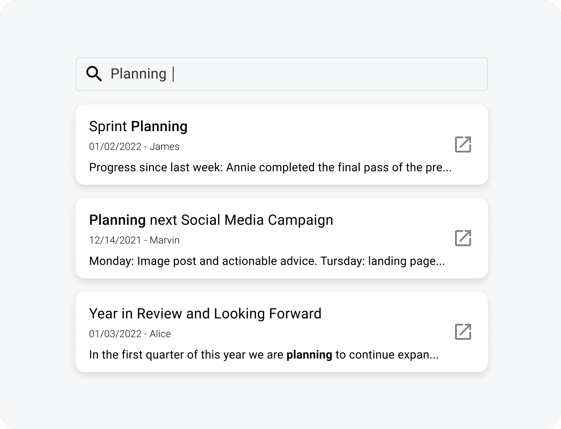 Search-enabled minutes make finding past meetings a breeze. Search any keywords in Knowtworthy directly from your dashboard.