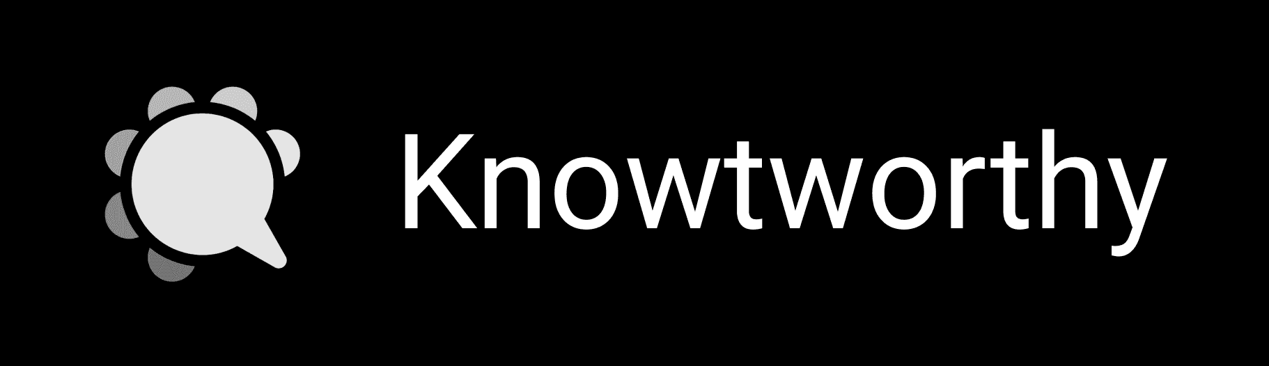 Black Knowtworthy logo with Company Name